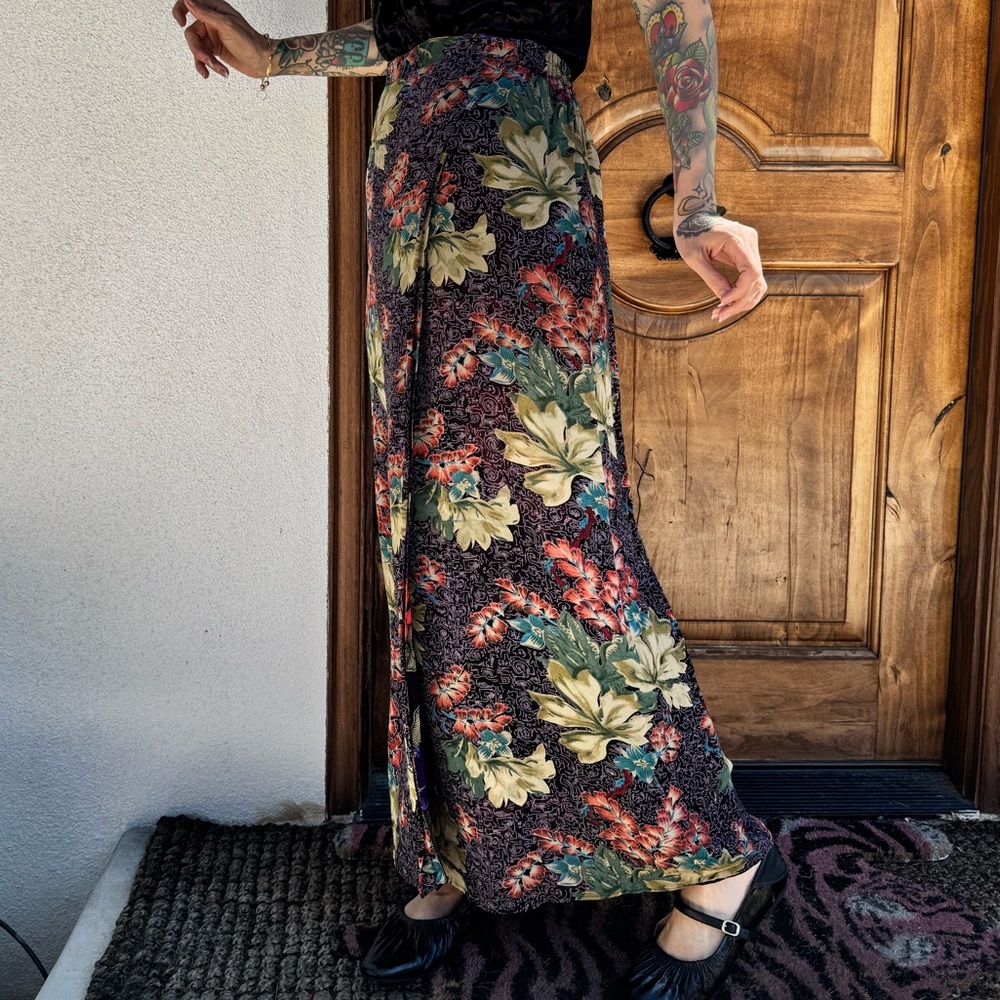 Vintage reversible faux wrap maxi skirt!